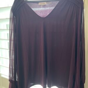 Calvin Klein Women's Sheer Purple Blouse